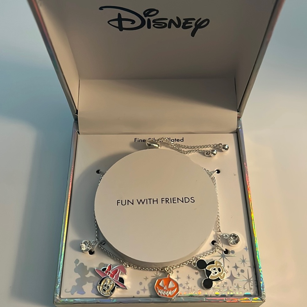 NWT Disney silver plated Halloween charm bolo bracelet